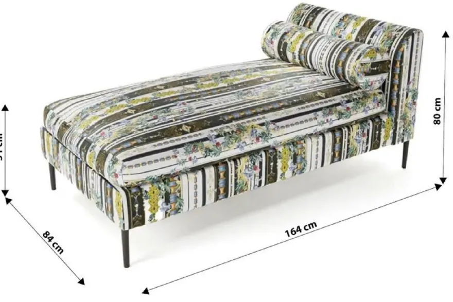 Casa Padrino Luxus Chaiselongue mit Streifen Mehrfarbig / Schwarz 84 x 164 x H. 80 cm - Wohnzimmer Liegesessel - Recamiere - Wohnzimmer Möbel - Luxus Möbel
