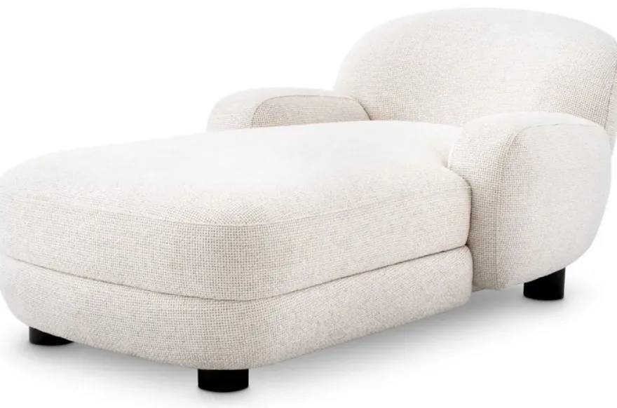 Casa Padrino Luxus Chaiselongue Weiß / Schwarz 95 x 170 x H. 69 cm - Wohnzimmer Liegesessel - Recamiere - Wohnzimmer Möbel - Luxus Möbel - Luxus Qualität