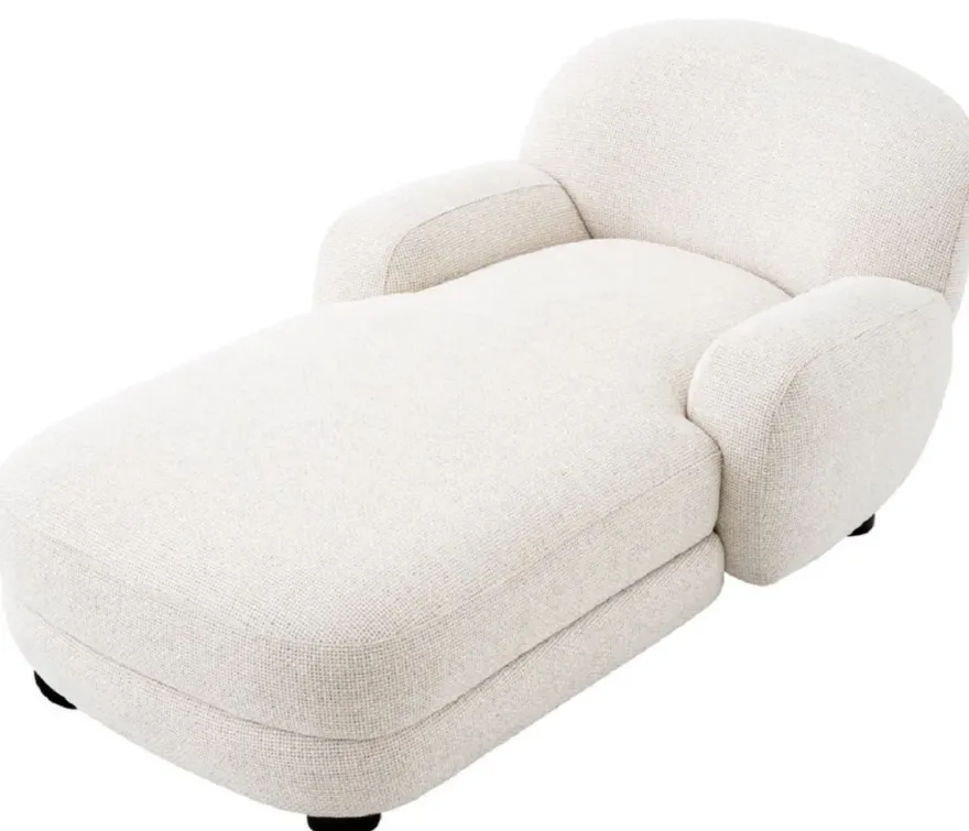 Casa Padrino Luxus Chaiselongue Weiß / Schwarz 95 x 170 x H. 69 cm - Wohnzimmer Liegesessel - Recamiere - Wohnzimmer Möbel - Luxus Möbel - Luxus Qualität