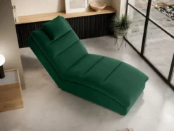 Casa Padrino Luxus Chaiselongue mit Kopfkissen Grün 85 x 170 x H. 92 cm - Wohnzimmer Liegesessel - Relexliege - Recamiere - Wohnzimmer Möbel - Luxus Möbel