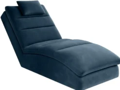 Casa Padrino Luxus Chaiselongue mit Kopfkissen Blau 85 x 170 x H. 92 cm - Wohnzimmer Liegesessel - Relexliege - Recamiere - Wohnzimmer Möbel - Luxus Möbel
