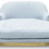 Casa Padrino Luxus Chaiselongue Hellblau / Braun 140 x 185 x H. 91 cm - Wohnzimmer Liegesessel - Recamiere - Wohnzimmer Möbel - Luxus Möbel - Luxus Kollektion