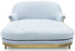 Casa Padrino Luxus Chaiselongue Hellblau / Braun 140 x 185 x H. 91 cm - Wohnzimmer Liegesessel - Recamiere - Wohnzimmer Möbel - Luxus Möbel - Luxus Kollektion