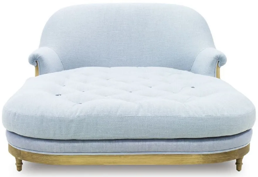 Casa Padrino Luxus Chaiselongue Hellblau / Braun 140 x 185 x H. 91 cm - Wohnzimmer Liegesessel - Recamiere - Wohnzimmer Möbel - Luxus Möbel - Luxus Kollektion