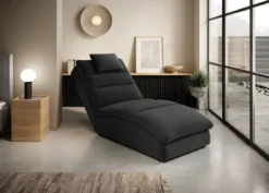 Casa Padrino Luxus Chaiselongue mit Kopfkissen Schwarz 85 x 170 x H. 92 cm - Wohnzimmer Liegesessel - Relexliege - Recamiere - Wohnzimmer Möbel - Luxus Möbel