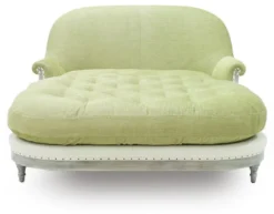 Casa Padrino Luxus Chaiselongue Hellgrün / Weiß / Grau 140 x 185 x H. 91 cm - Wohnzimmer Liegesessel - Recamiere - Wohnzimmer Möbel - Luxus Möbel - Luxus Kollektion