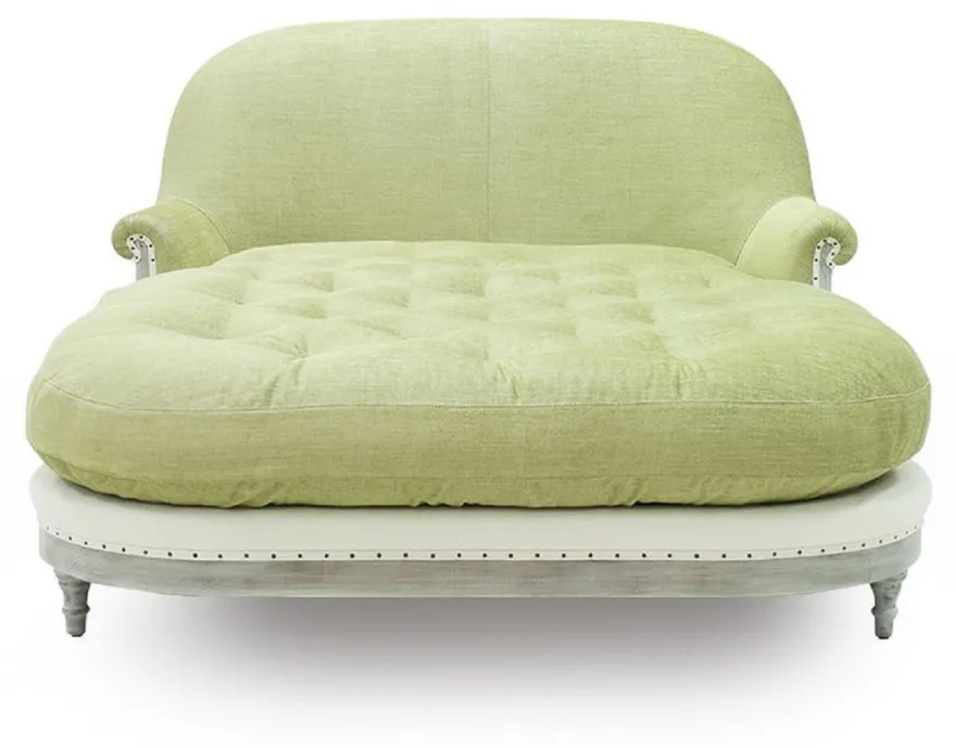 Casa Padrino Luxus Chaiselongue Hellgrün / Weiß / Grau 140 x 185 x H. 91 cm - Wohnzimmer Liegesessel - Recamiere - Wohnzimmer Möbel - Luxus Möbel - Luxus Kollektion