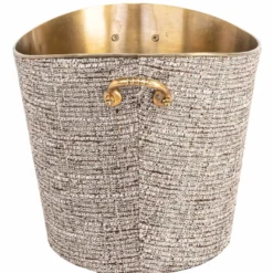 Casa Padrino Luxus Champagnerkühler Beige / Messing 37 cm - Luxus Weinkühler - Gastronomie Accessoires - Hotel Accessoires - Luxus Accessoires