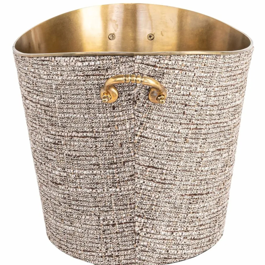 Casa Padrino Luxus Champagnerkühler Beige / Messing 37 cm - Luxus Weinkühler - Gastronomie Accessoires - Hotel Accessoires - Luxus Accessoires