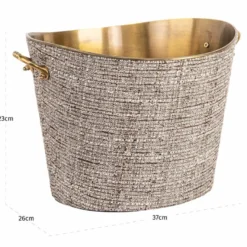Casa Padrino Luxus Champagnerkühler Beige / Messing 37 cm - Luxus Weinkühler - Gastronomie Accessoires - Hotel Accessoires - Luxus Accessoires