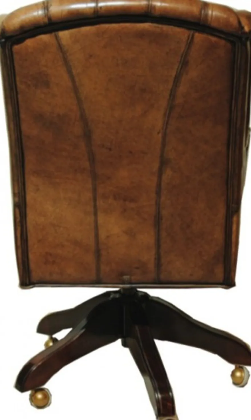 Casa Padrino Luxus Chefsessel aus Echtleder in Braun - Höhenverstellbarer Drehstuhl für das Büro - 64 x 67 x 104-111 cm
