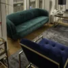Casa Padrino Luxus Chesterfield Lounge Club Samt Sessel Dunkelblau / Gold 70 x 80 x H. 68 cm - Chesterfield Möbel