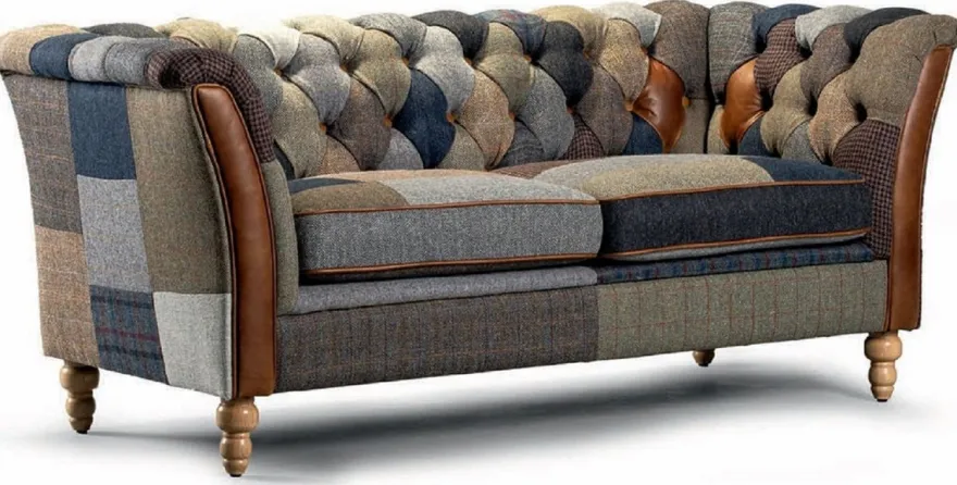 Casa Padrino Luxus Chesterfield 3er Sofa Bunt / Braun 213 cm
