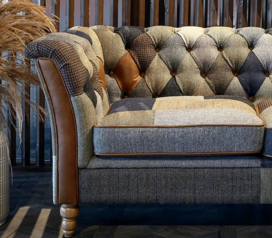 Casa Padrino Luxus Chesterfield 3er Sofa Bunt / Braun 213 cm