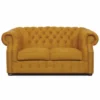 Casa Padrino Luxus Chesterfield Samt Sofa Ocker / Dunkelbraun 160 cm - Wohnzimmer Möbel