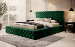 Casa Padrino Luxus Chesterfield Samt Doppelbett mit Matratze Grün - Verschiedene Größen