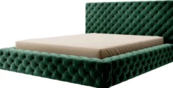 Casa Padrino Luxus Chesterfield Samt Doppelbett mit Matratze Grün - Verschiedene Größen