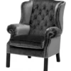 Casa Padrino Luxus Chesterfield Ohrensessel in Grau und Schwarz - 72 x 65 x 103 cm
