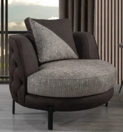 Casa Padrino Luxus Chesterfield Sessel Grau / Braun / Schwarz 100 x 96 x H. 75 cm - Wohnzimmer Sessel - Hotel Sessel - Wohnzimmer Möbel - Chesterfield Möbel - Luxus Möbel - Luxus Einrichtung