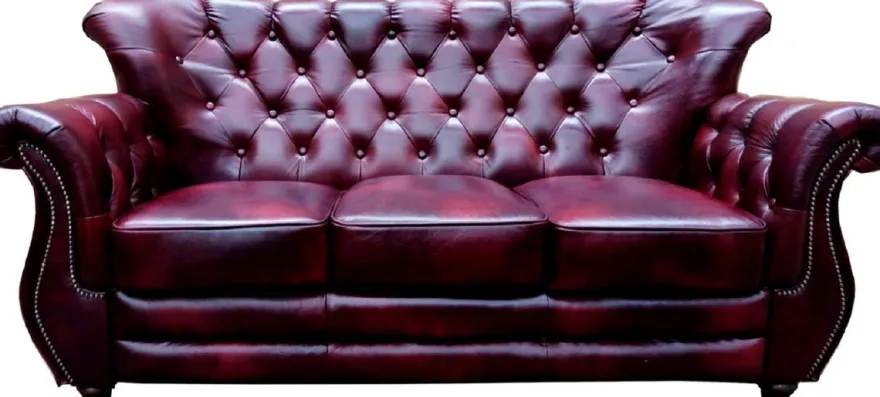 Casa Padrino Luxus Chesterfield Echtleder Wohnzimmer Set Bordeauxrot / Braun / Silber - 2 Leder Sofas & 2 Leder Sessel - Chesterfield Wohnzimmer Möbel