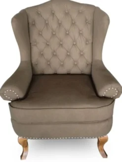 Casa Padrino Luxus Chesterfield Ohrensessel in Hellbraun, Maße 87 x 89 x H. 109 cm - Klassisches Wohnzimmermöbel
