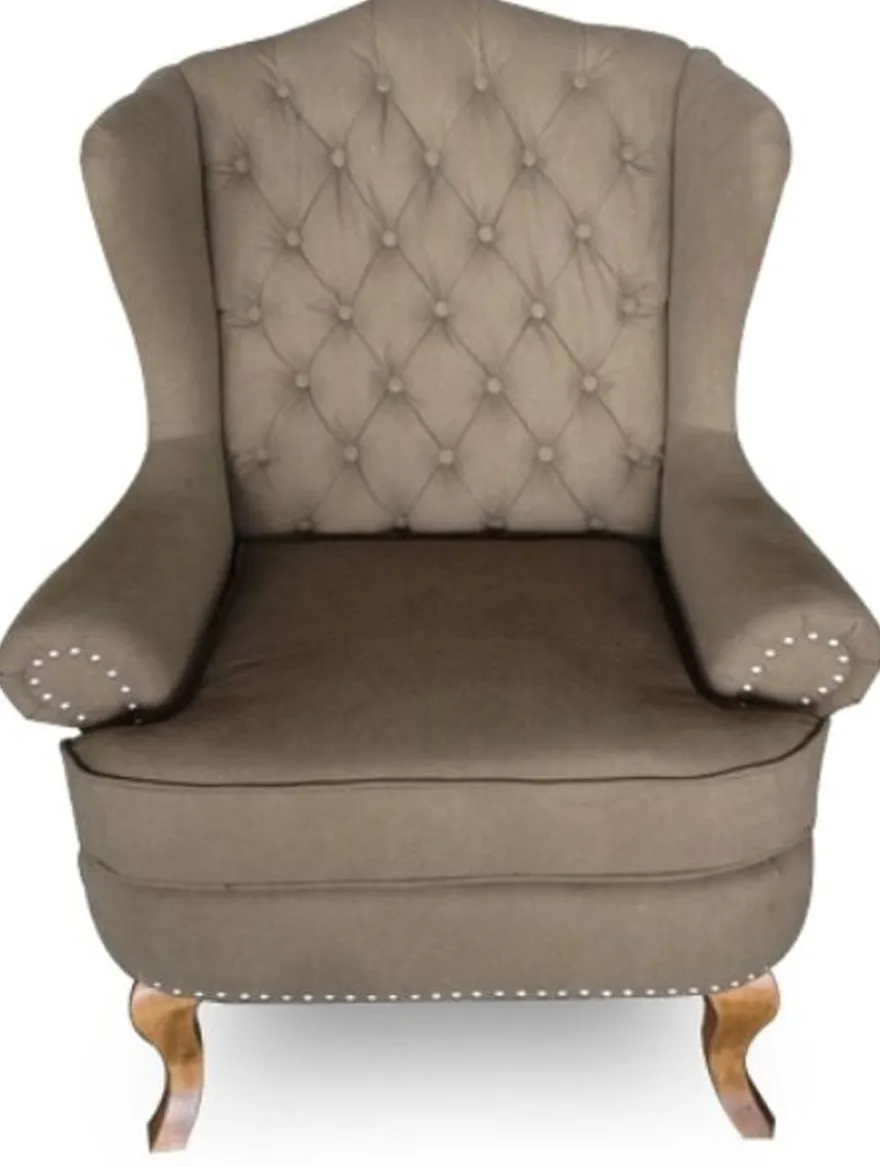 Casa Padrino Luxus Chesterfield Ohrensessel in Hellbraun, Maße 87 x 89 x H. 109 cm - Klassisches Wohnzimmermöbel