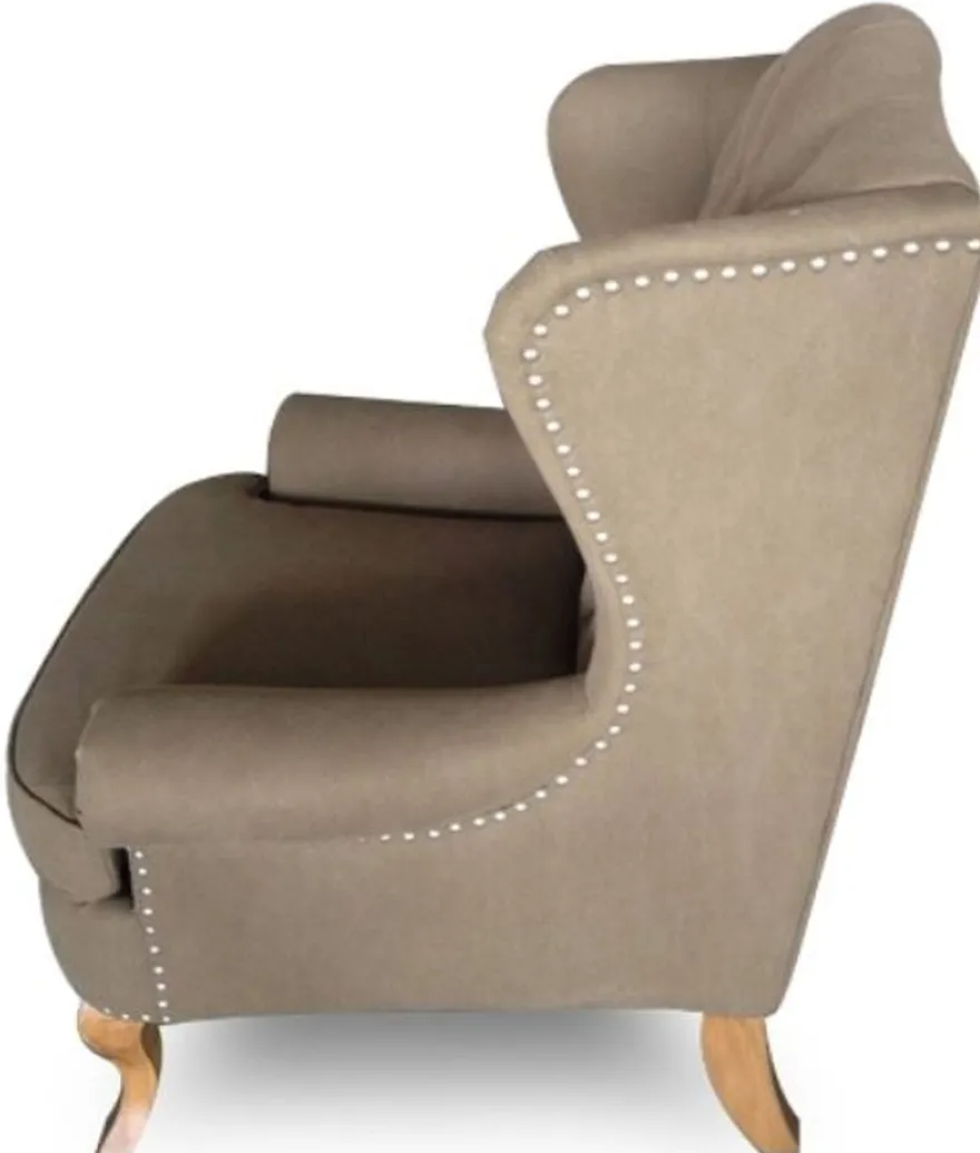 Casa Padrino Luxus Chesterfield Ohrensessel in Hellbraun, Maße 87 x 89 x H. 109 cm - Klassisches Wohnzimmermöbel