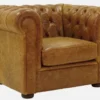 Casa Padrino Luxus Chesterfield Leder Sessel Vintage Braun / Dunkelbraun 105 x 95 x H. 80 cm - Chesterfield Echtleder Wohnzimmer Sessel - Chesterfield Möbel - Echtleder Möbel - Luxus Möbel
