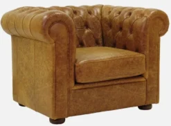 Casa Padrino Luxus Chesterfield Leder Sessel Vintage Braun / Dunkelbraun 105 x 95 x H. 80 cm - Chesterfield Echtleder Wohnzimmer Sessel - Chesterfield Möbel - Echtleder Möbel - Luxus Möbel