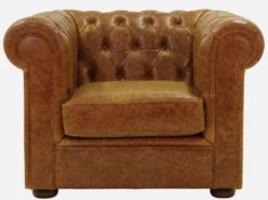 Casa Padrino Luxus Chesterfield Leder Sessel Vintage Braun / Dunkelbraun 105 x 95 x H. 80 cm - Chesterfield Echtleder Wohnzimmer Sessel - Chesterfield Möbel - Echtleder Möbel - Luxus Möbel