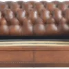 Casa Padrino Luxus Chesterfield Leder Schlafsofa Braun 240 x 102-220 x H. 76 cm - Echtleder Wohnzimmer Sofa - Echtleder Wohnzimmer Möbel - Luxus Leder Möbel