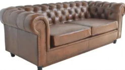 Casa Padrino Luxus Chesterfield Leder Schlafsofa Braun 240 x 102-220 x H. 76 cm - Echtleder Wohnzimmer Sofa - Echtleder Wohnzimmer Möbel - Luxus Leder Möbel