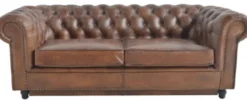 Casa Padrino Luxus Chesterfield Leder Schlafsofa Braun 240 x 102-220 x H. 76 cm - Echtleder Wohnzimmer Sofa - Echtleder Wohnzimmer Möbel - Luxus Leder Möbel