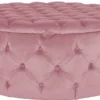 Casa Padrino Luxus Chesterfield Rundhocker Rosa Ø 100 x H. 45 cm - Runder Samt Sitzhocker mit Stauraum - Schlafzimmer Möbel