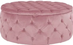 Casa Padrino Luxus Chesterfield Rundhocker Rosa Ø 100 x H. 45 cm - Runder Samt Sitzhocker mit Stauraum - Schlafzimmer Möbel