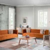 Casa Padrino Luxus Chesterfield Sessel Grau / Messingfarben 90 x 85 x H. 75 cm - Moderner Chesterfield Wohnzimmer Sessel - Luxus Chesterfield Wohnzimmer Möbel