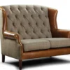 Casa Padrino Luxus Chesterfield Sessel Wing 83 x 90 x H. 105 cm - Eleganter Wohnzimmer Sessel mit Echtleder - Chesterfield Wohnzimmer Möbel