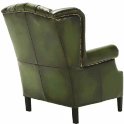 Casa Padrino Luxus Chesterfield Leder Ohrensessel Vintage Moosgrün / Schwarz
