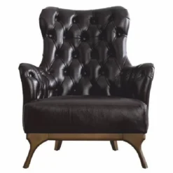 Casa Padrino Luxus Chesterfield Echtleder Sessel Dunkelbraun / Braun - Echtleder Möbel
