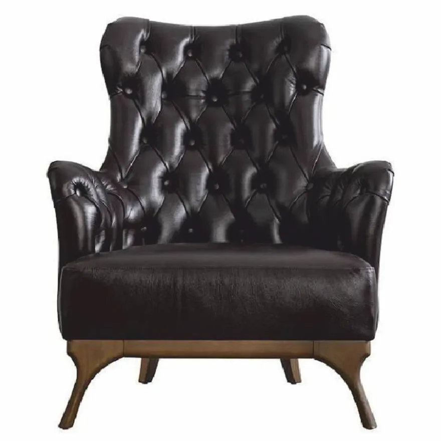 Casa Padrino Luxus Chesterfield Echtleder Sessel Dunkelbraun / Braun - Echtleder Möbel