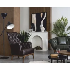 Casa Padrino Luxus Chesterfield Echtleder Sessel Dunkelbraun / Braun - Echtleder Möbel
