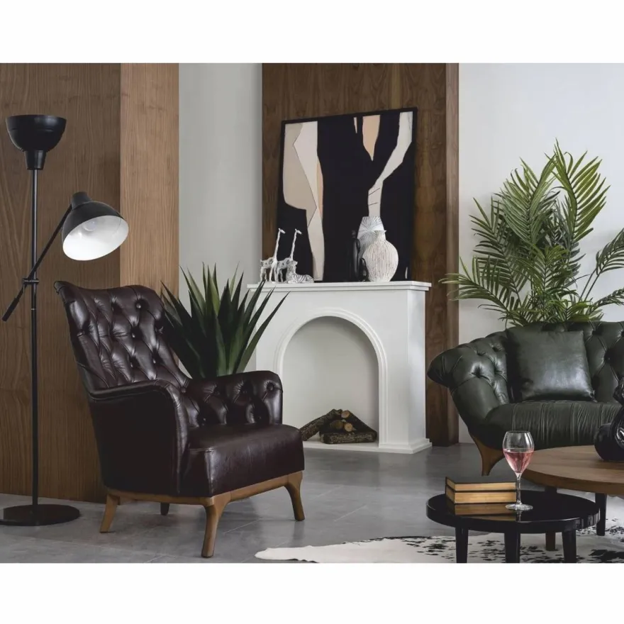 Casa Padrino Luxus Chesterfield Echtleder Sessel Dunkelbraun / Braun - Echtleder Möbel