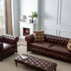 Casa Padrino Luxus Chesterfield Kunstleder Sessel Dunkelbraun 115 x 90 x H. 75 cm - Wohnzimmer Sofa - Wohnzimmer Möbel - Luxus Möbel - Luxus Wohnzimmer Einrichtung - Möbel Luxus