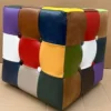 Casa Padrino Luxus Chesterfield Leder Hocker Bunt 40 x 40 x H. 40 cm - Echtleder Fußhocker - Echtleder Würfelhocker - Chesterfield Wohnzimmer - Echtleder Möbel - Luxus Möbel