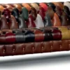 Casa Padrino Luxus Chesterfield Echtleder 3er Sofa Braun / Bunt 235 cm