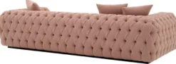 Casa Padrino Luxus Chesterfield Sofa Vintage Rosa / Schwarz 255 x 105 x H. 60 cm - Wohnzimmer Sofa - Hotel Sofa - Wohnzimmer Möbel - Chesterfield Möbel - Luxus Möbel - Luxus Einrichtung