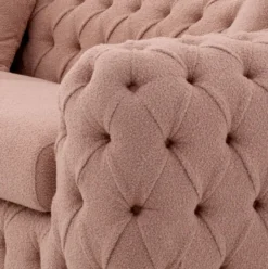 Casa Padrino Luxus Chesterfield Sofa Vintage Rosa / Schwarz 255 x 105 x H. 60 cm - Wohnzimmer Sofa - Hotel Sofa - Wohnzimmer Möbel - Chesterfield Möbel - Luxus Möbel - Luxus Einrichtung