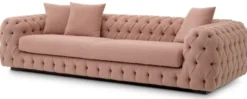 Casa Padrino Luxus Chesterfield Sofa Vintage Rosa / Schwarz 255 x 105 x H. 60 cm - Wohnzimmer Sofa - Hotel Sofa - Wohnzimmer Möbel - Chesterfield Möbel - Luxus Möbel - Luxus Einrichtung