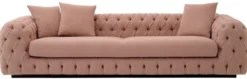 Casa Padrino Luxus Chesterfield Sofa Vintage Rosa / Schwarz 255 x 105 x H. 60 cm - Wohnzimmer Sofa - Hotel Sofa - Wohnzimmer Möbel - Chesterfield Möbel - Luxus Möbel - Luxus Einrichtung