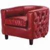 Casa Padrino Luxus Chesterfield Echtleder Sessel Rot / Schwarz - Leder Möbel